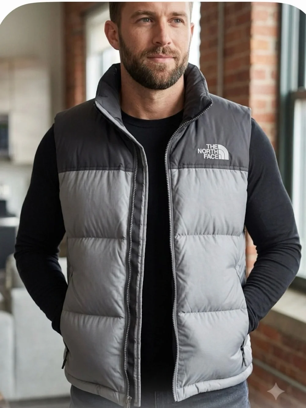 The North Face Two-Tone Gray Quilted Puffer Vest